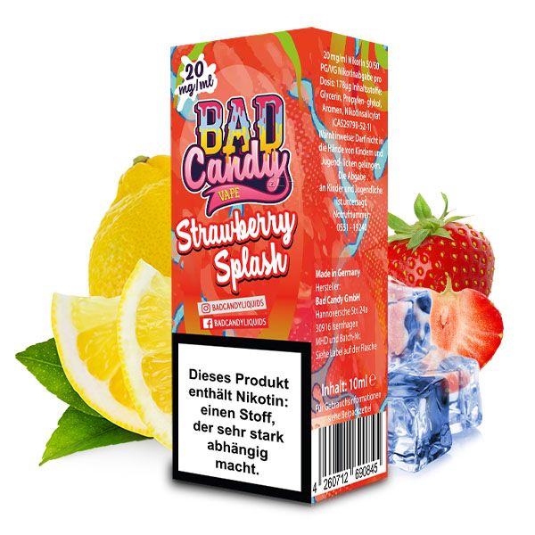 Bad Candy Strawberry Splash 10ml Salt Liquid