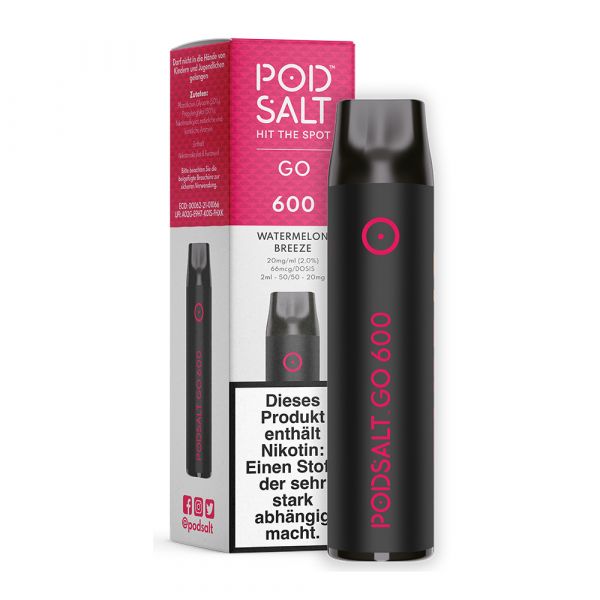 Pod Salt Go 600 - Watermelon Breeze, Einweg E-Zigarette, 2ml, 20mg