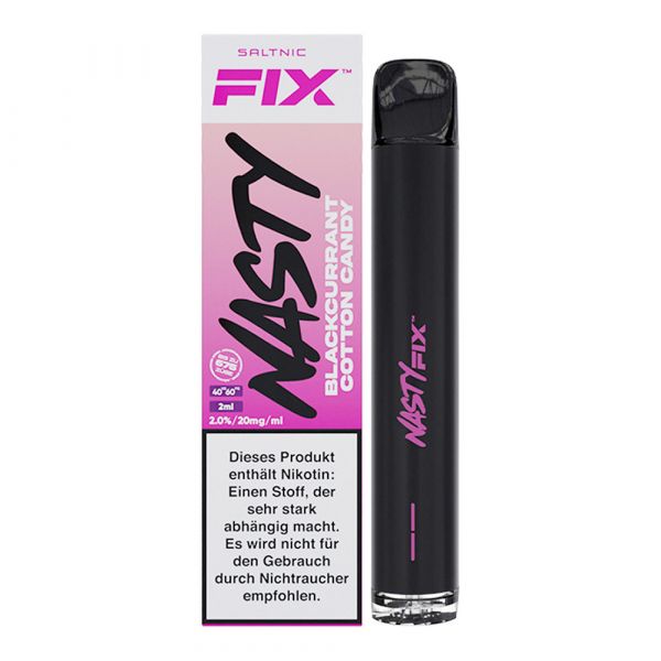 Nasty FIX - Blackcurrant Cotton Candy, Einweg E-Zigarette, 2ml, 20mg