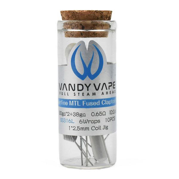 Vandy Vape Prebuilt Superfine MTL Fused Clapton Coil SS316L 0,65 Ohm I 10 Stück