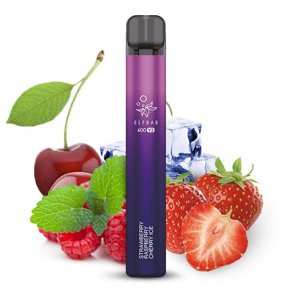 Elfbar 600 V2 Strawberry Raspberry Cherry Ice Einweg E-Zigarette 20mg