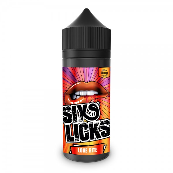 Six Licks Love Bite, Shake &amp; Vape Liquid, 100ml